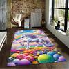 Magischer Einhorn-Teppich mit Regenbogen und buntem Blumenmuster Geeignet zur Verwendung als Antirutsch für Wohnzimmer, Schlafzimmer, Sofas