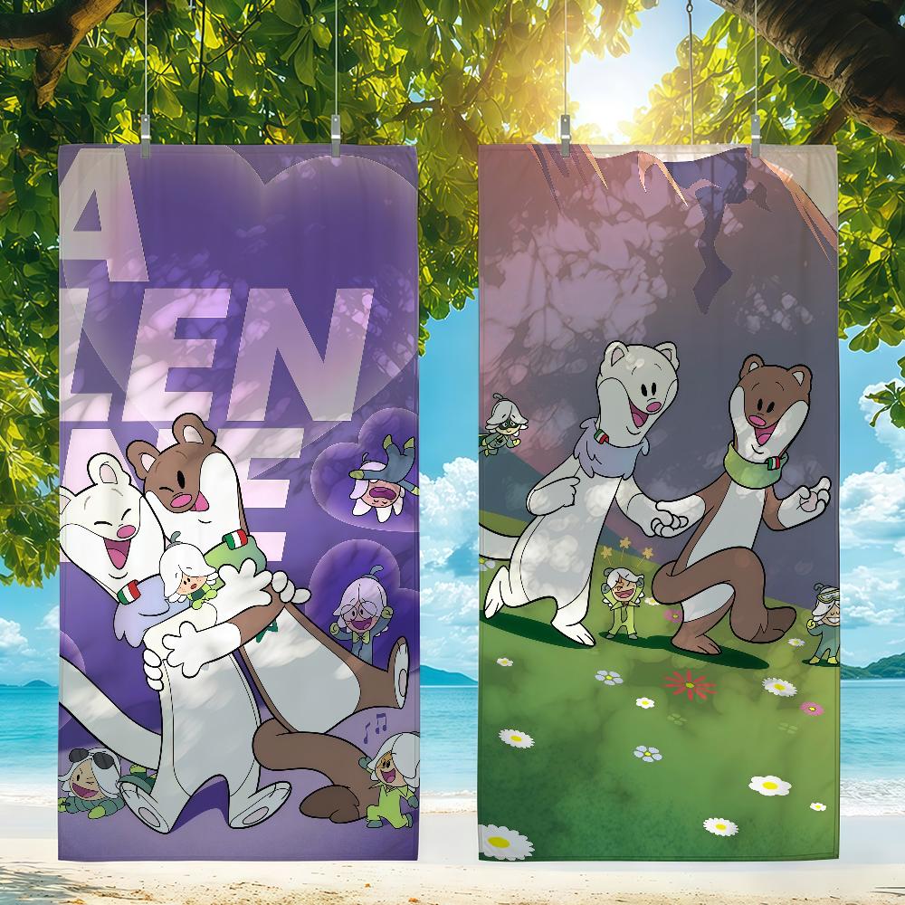Cute T-Tina and M-Milo Towel Beach Towel Travel Lightweight Skin Friendly for Pool Beach Camping Cruise Summer