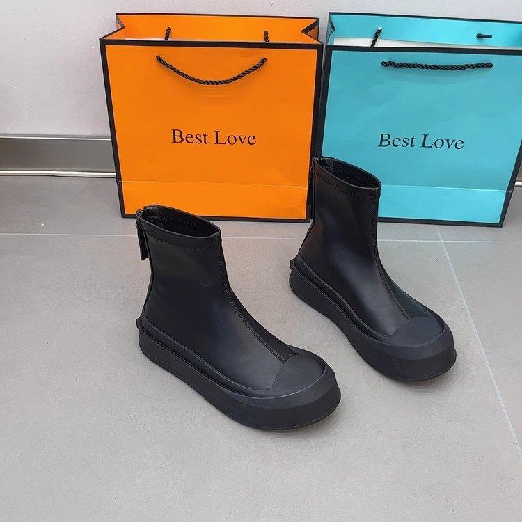 

Fashion 2025 New Platform Women Ankle Boots High Quality Soft Leather Autumn Winter Ladies Thick Sole Casual Shoes Female Botas De Mujer 35 чёрный