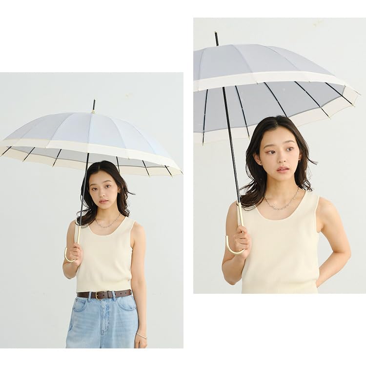 Wpc. Long Umbrella 16 Bone Frame Cut Line Gray Sun Rain / UV Stylish Cute Commuting School Ladies Women