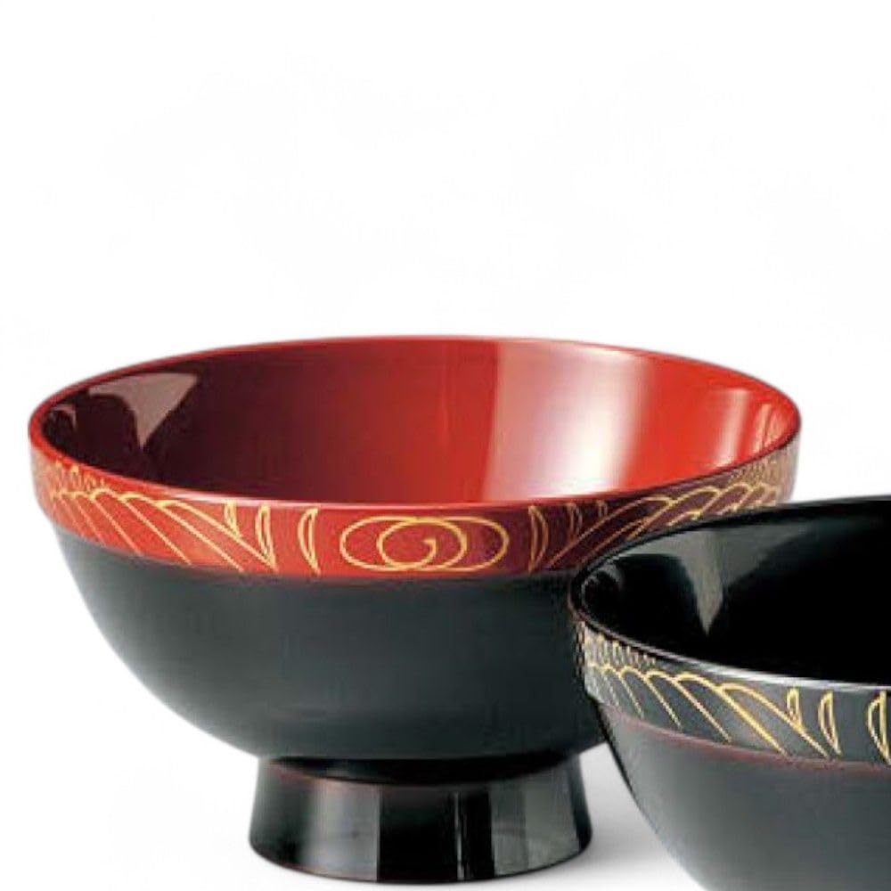 Set mit 2 Lackschalen, hergestellt von J-kitchens, handbemalt, Japan, PID-529074