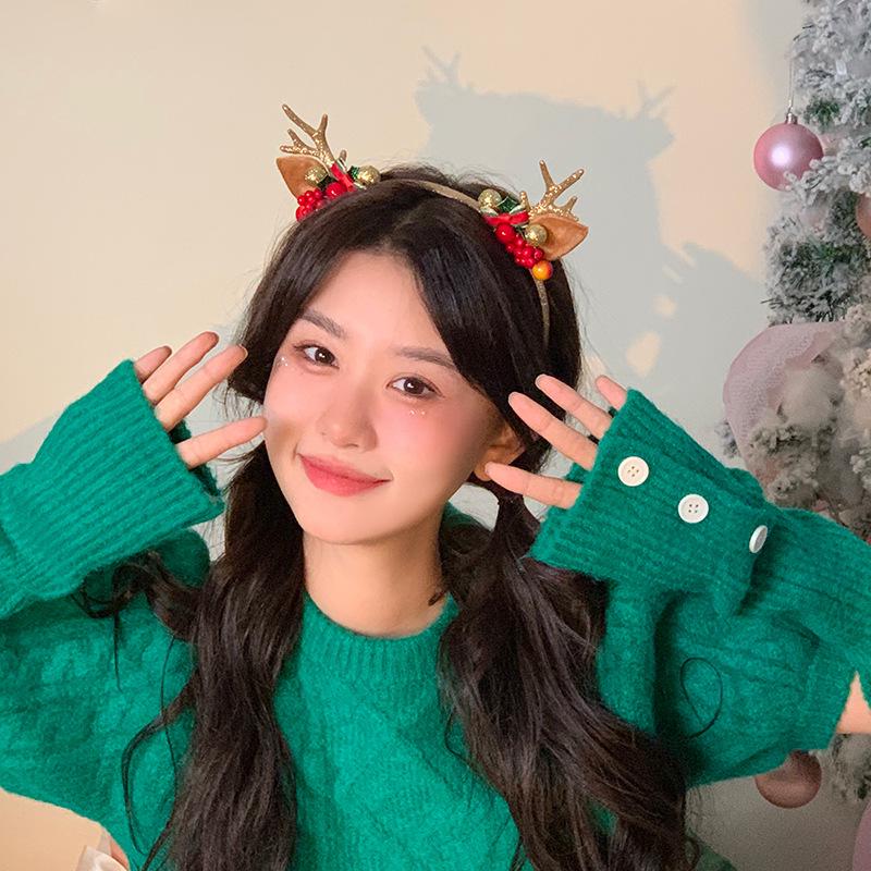 

Red Sequin Antler Headband - Christmas Party Accessory for Women