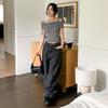 New Arrivals Open Run Women Summer Sheer Off Shoulder Knit Top