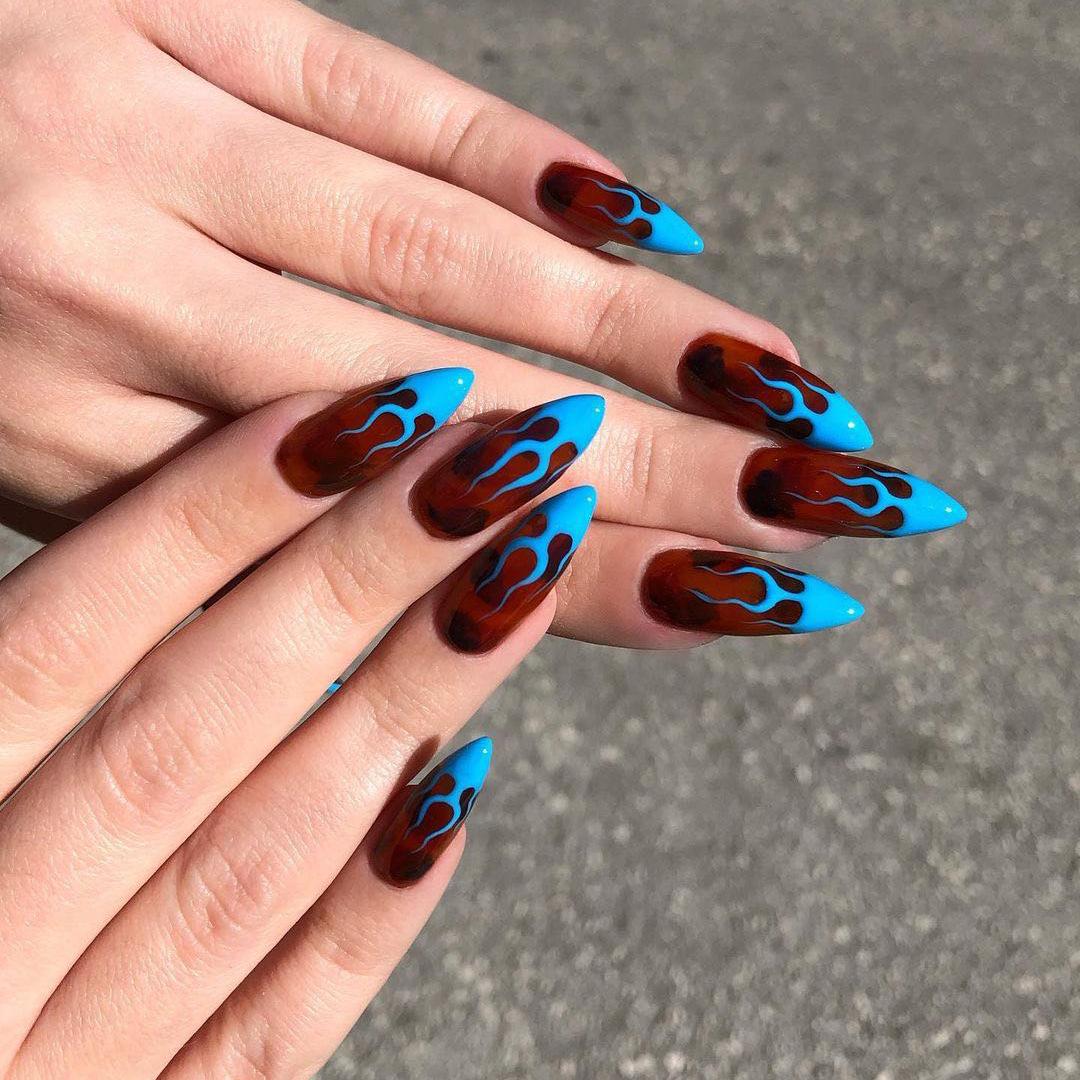 

French Wear Nail Autumn and Winter Nail Patch Amber Nail Patch Flame Nail Patch Nail Patch Finished product, removable