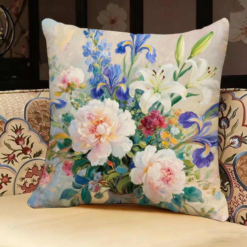 Flower Vase Pillow Case Pillowcase, Double-Sided Printed, Sofa Cushion, Bedroom Headboard Pillow
