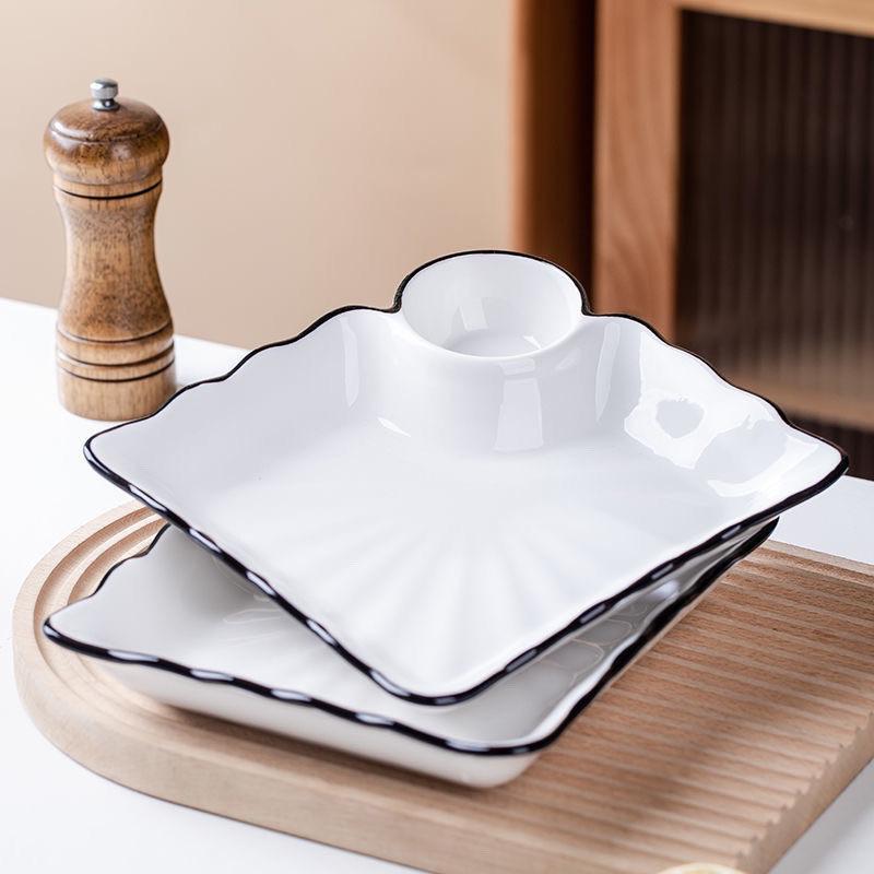 Dumpling & Vinegar Dish: Elegant Shrimp Plate for Children's Breakfast