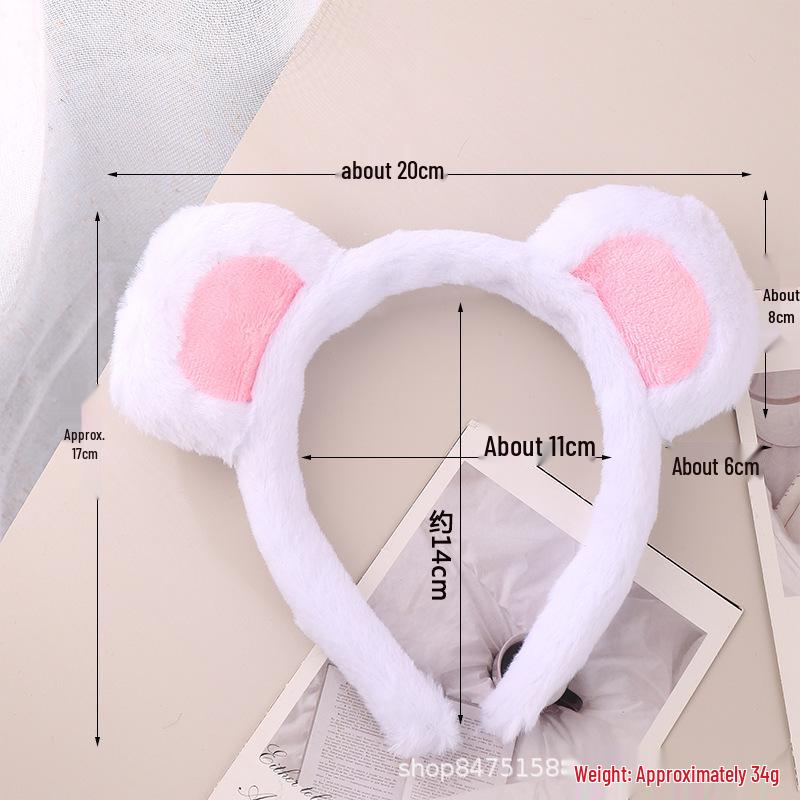 Cartoon Bear Plush Headband: Cute Bear Ears Rabbit Fur Hair Clip for Face Washing
