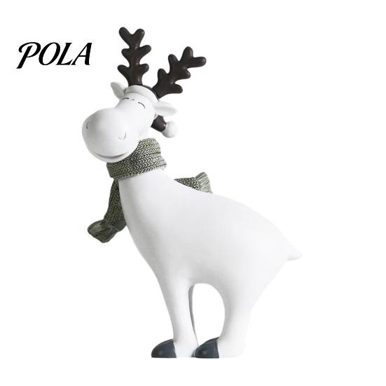 Modern Home Tabletop Accents Nordic Minimalist Resin Reindeer Figurine with Knitted Scarf, Cute Healing Deer Statue, Matte White Whimsical Animal