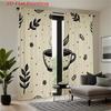 2D Flat   2pcs 2D Flat Printing Curtains   Coffee Cup Leaf Floral Pattern Dot Print Rod Pocket Velvet Fabric Window Drapes for Hom