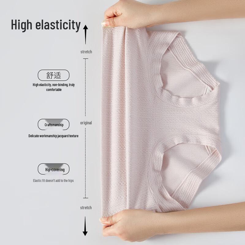 Yiershuang Women's High-Waist Antibacterial Cotton Underwear with Silk Crotch (3-Pack)