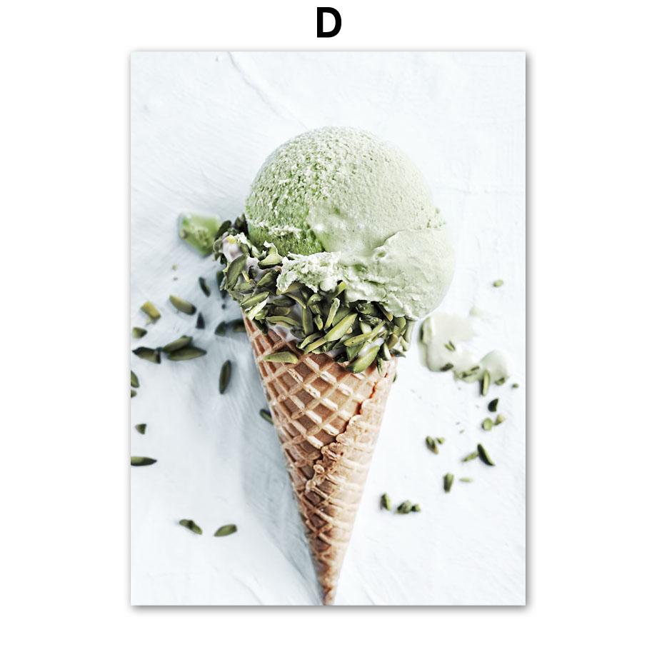 Grüne Eiswaffel Kuchen Zitat Poster und Drucke Wandkunst Leinwandmalerei Bilder für Getränkeladen Hotel Restaurant Raumdekoration