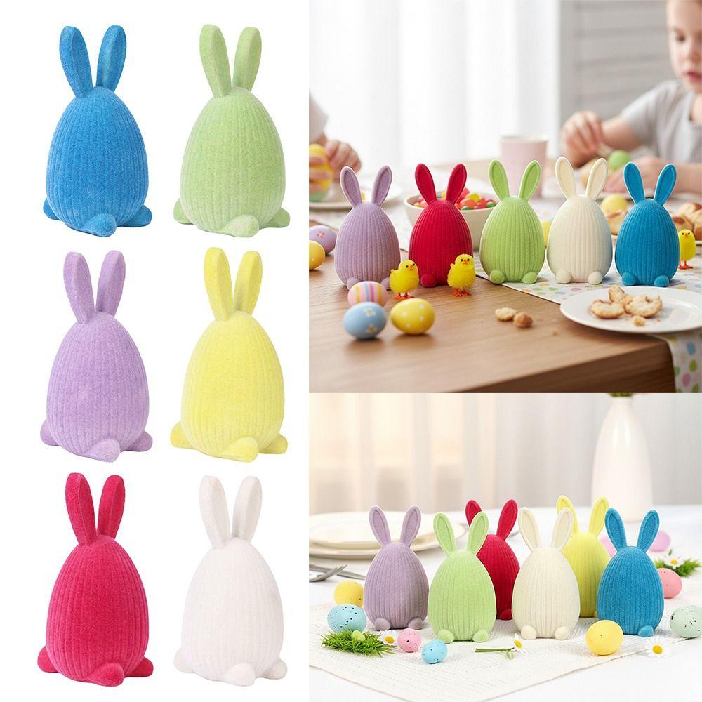 Resin Easter Rabbit Figurine Multicolor Cartoon Buuny Statue Creative Easter Egg Rabbit Gift