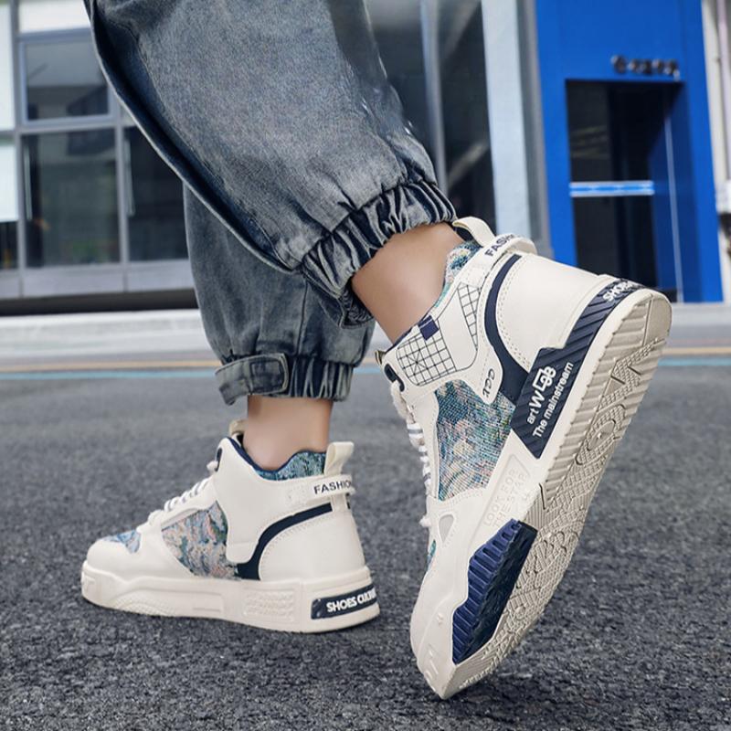 Youth High Top Sneakers for Men Fashion Brand Good Quality Casual Shoes Thick Sole Comfortable Non-slip Man Flat Skateboard Shoe