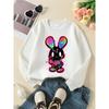 Unisex Crewneck Sweatshirt - Colorful Bunny With Hearts And Symbols , Machine Washable, Spring And Autumn, Sportswear And Casual Wear