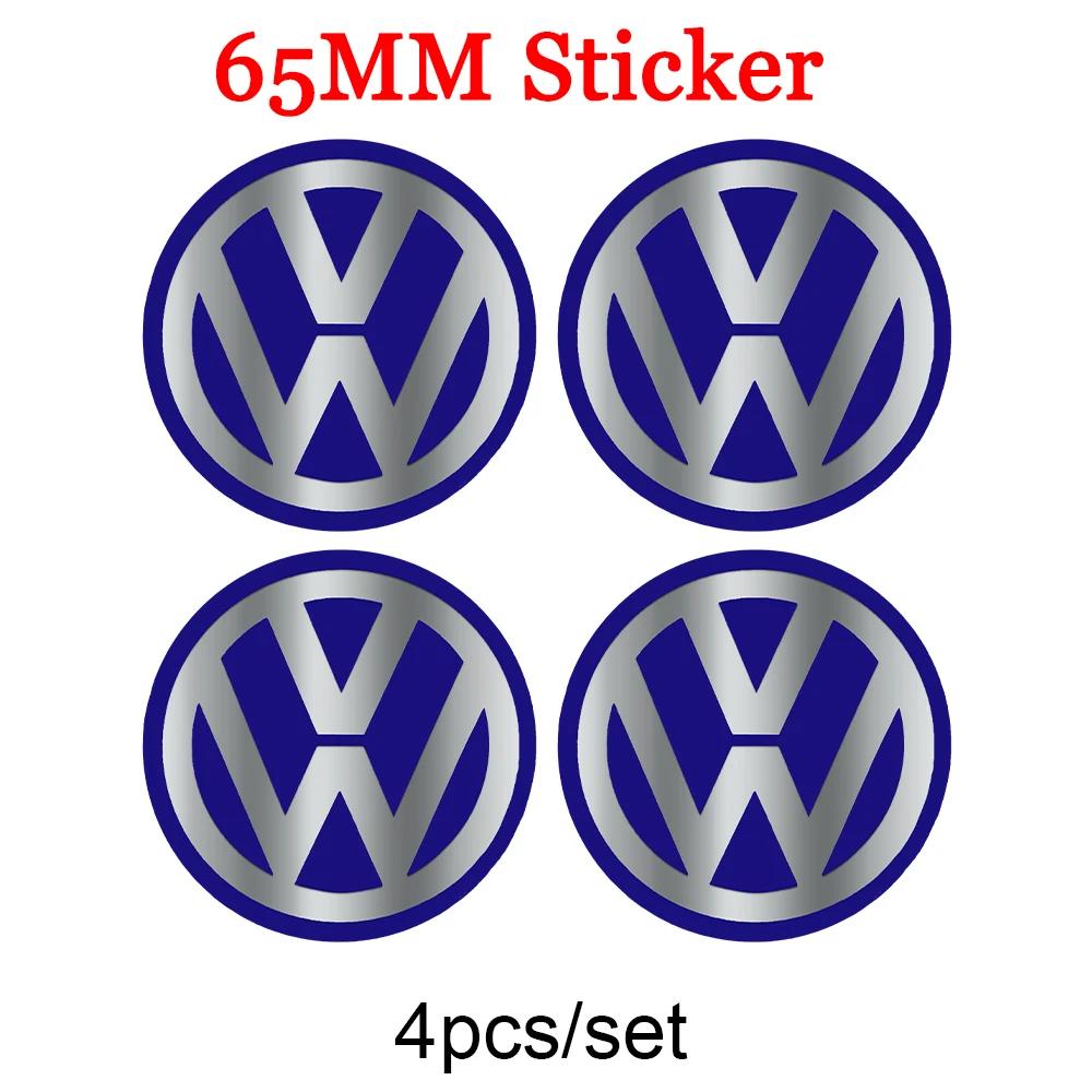 

2025 Hot 4Pcs 56/60/65mm Car Wheel Center Cover Stickers Hub Cap Badge For Volkswagen VW R Line GTI Golf 5 7 Caddy Passat Polo T