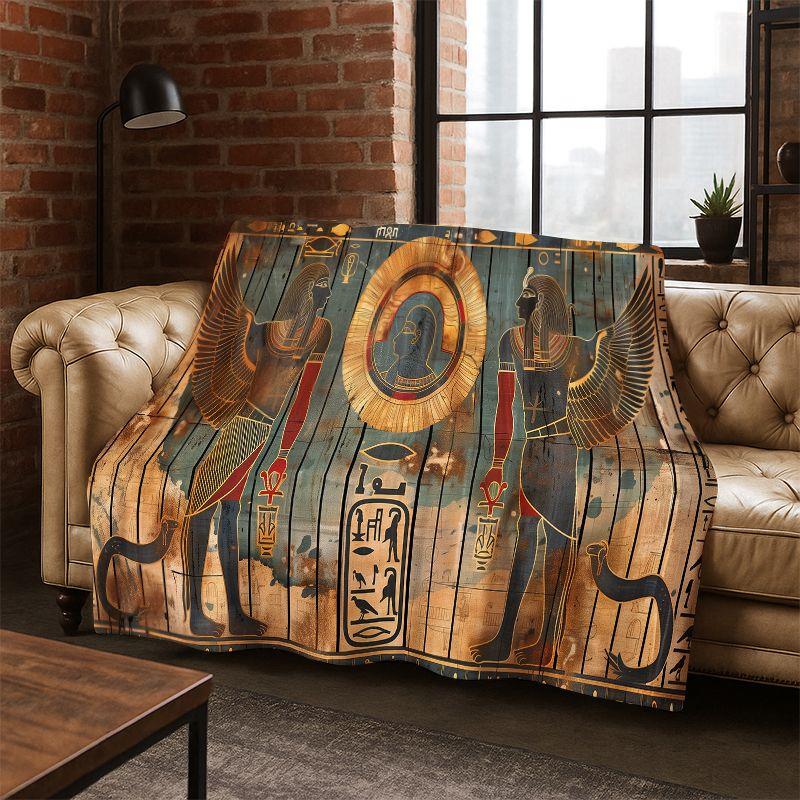Egyptian Mythological mural pictograph Flannel Blanket Soft Warm Blanket Throw Blanket for Bedroom Living Room Bed Travel Picnic