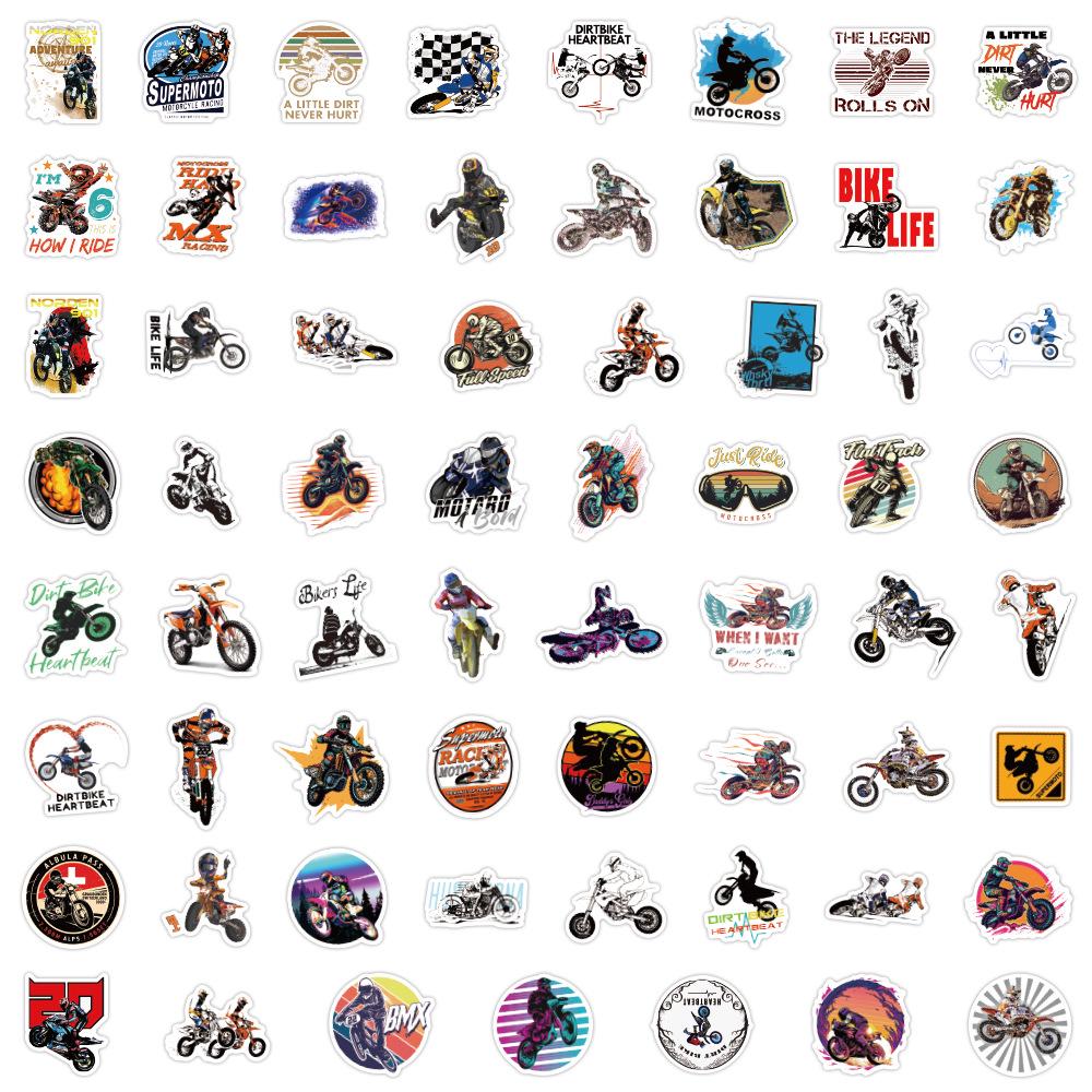 

60PCS Cartoon Off-Road Motorcycle Planner, Stationery, Water Bottle, Computer Waterproof Stickers.