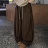 Corduroy High-Waist Striped Drawstring Trousers