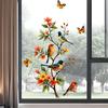 Watercolor Butterfly Magpie Kapok Tree Window Sticker Static Cling Decal for Home Glass Decoration