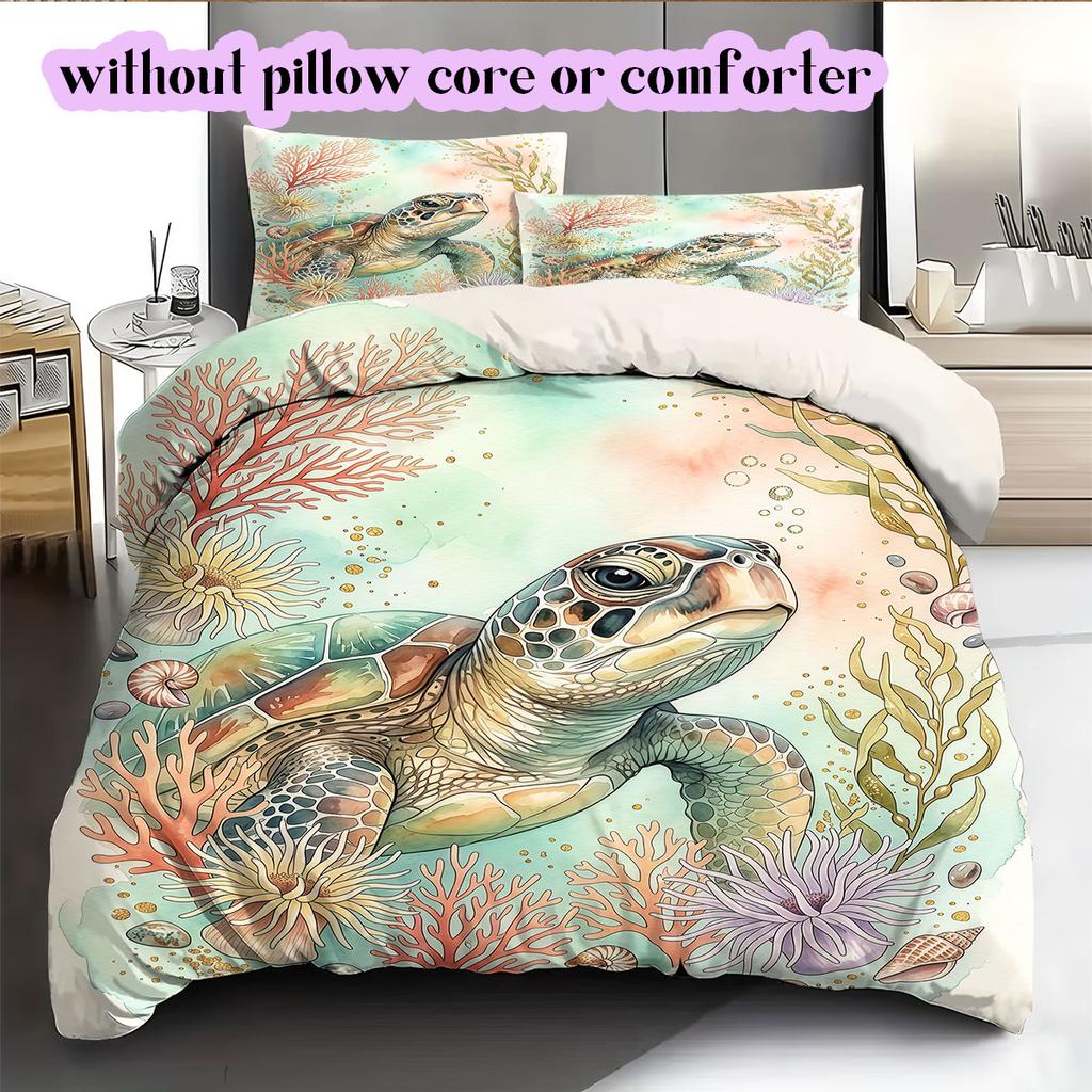 Watercolor Animal Painting Pattern Bedding,Quilt Set Quilt Cover Pillowcase Home Birthday Gift (1*duvet Cover+2*pillowcase,without Core)