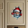 3D Stereo Santa Claus Break-Through Wall Decal Paper Christmas Wall Stickers Removable Holiday Decor for Home and Living Spaces