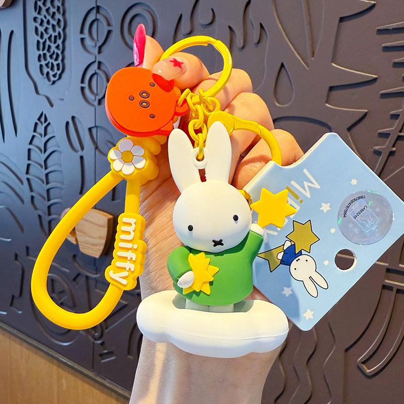 New Kawaii Miffy Rabbit Keychain Cartoon Couple Backpack Pendant Car Key Accessories Creative Festival Gifts