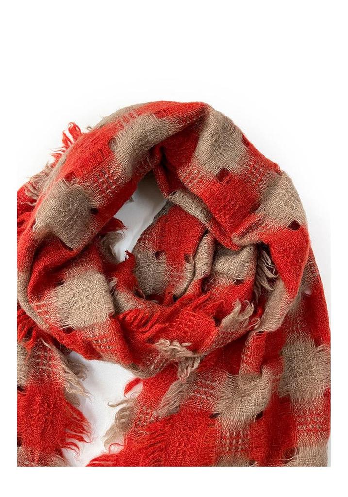Women's 100% Pure Cashmere Plaid Scarf - Warm, Comfortable, and Versatile for Autumn and Winter.