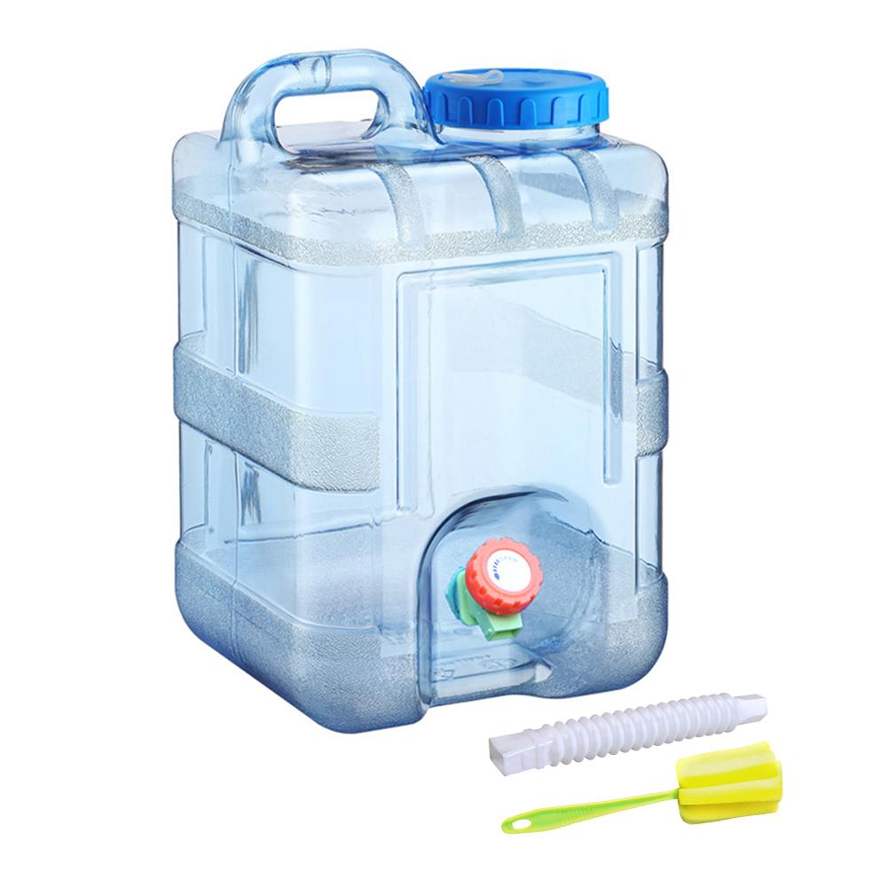 Portable Container with Faucet Kits Driving Water Tank Camping Equipment Water Storage Tank with Hose Cleaning Brush for Hiking