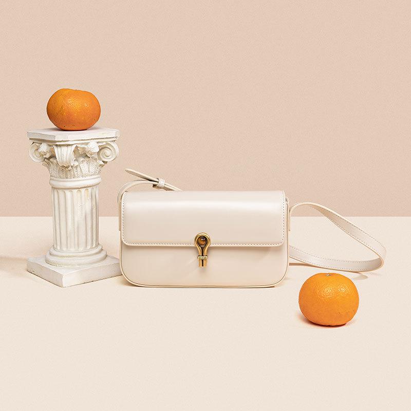 Premium small square bag, first layer cowhide shoulder messenger bag, OEM logo genuine leather women's bag