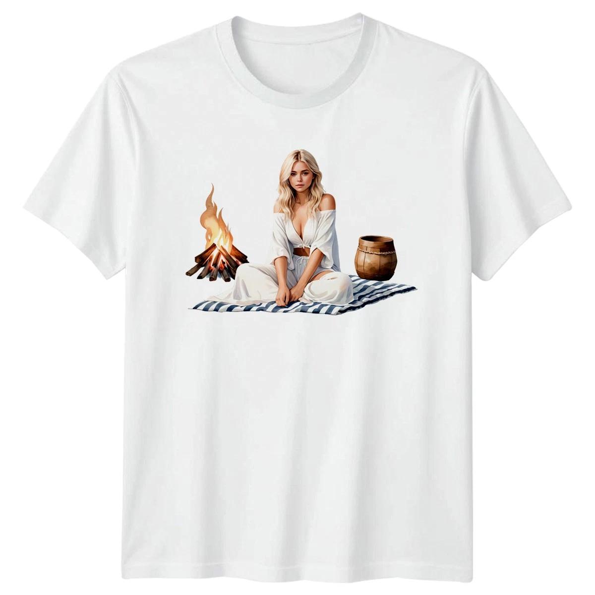 Woman Campfire Outdoor Relaxation Mens T-Shirt Womens Graphic Tee XXXXL