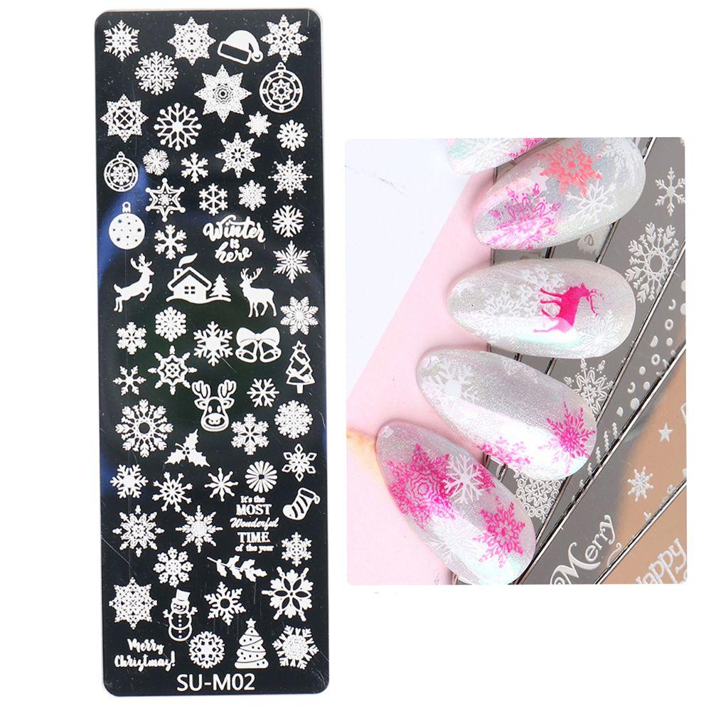 

Snowflake Penguin Nail Art Template Stainless Steel Nail Stamping Plate Image Paint Polish Stencil SU-M02
