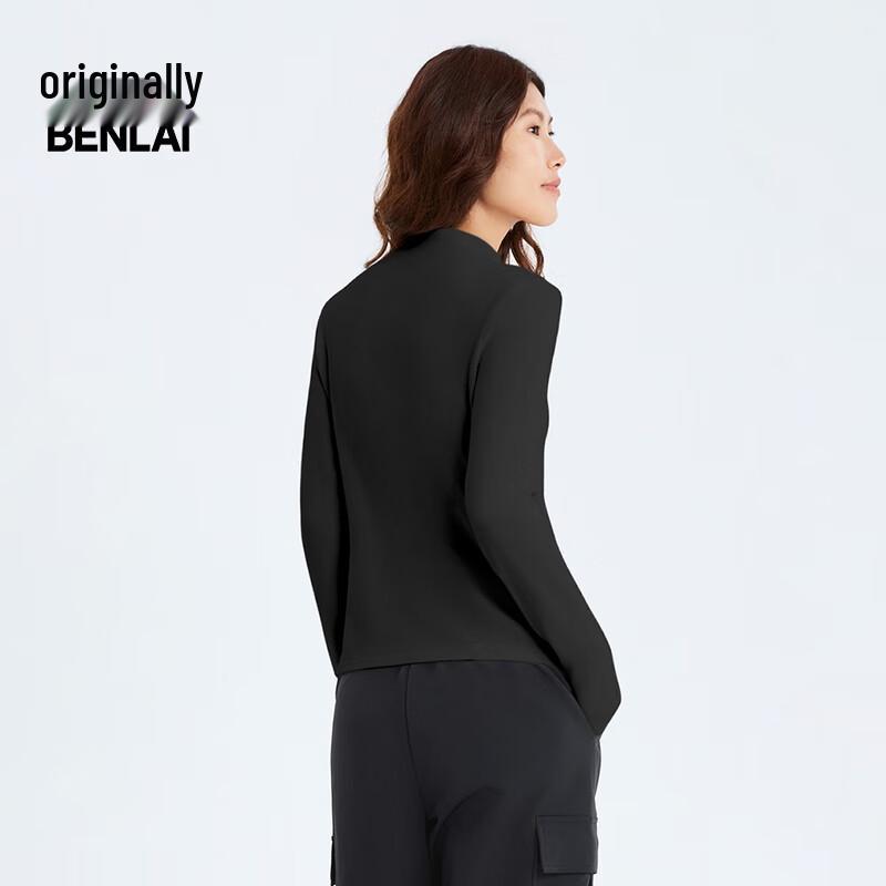 Benlai Women's Far-Infrared Mock Neck Slim-Fit Long-Sleeve T-Shirt BNM450035