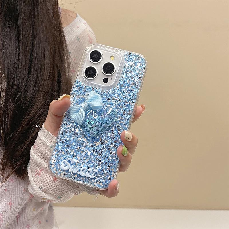 Premium Sense 16 For Apple 17Promax Flash Phone Case 16Plus Epoxy Iphone Bow Women'S Models