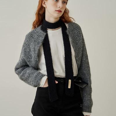 ADAUL Thin Long Tie Muffler - Black