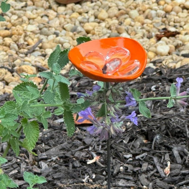 Bee Watering Cup Station Insect Butterfly Drinking Cup with Marbles Garden Decor