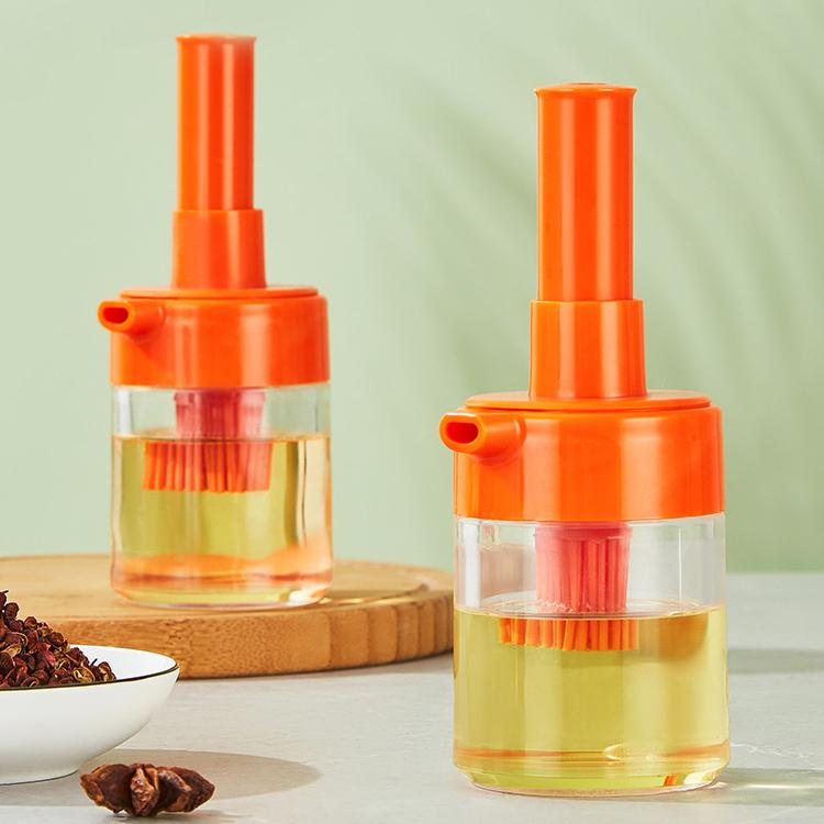 2 In 1 Oil Bottle With Silicone Brush For Barbecue Baking Kitchen Tool