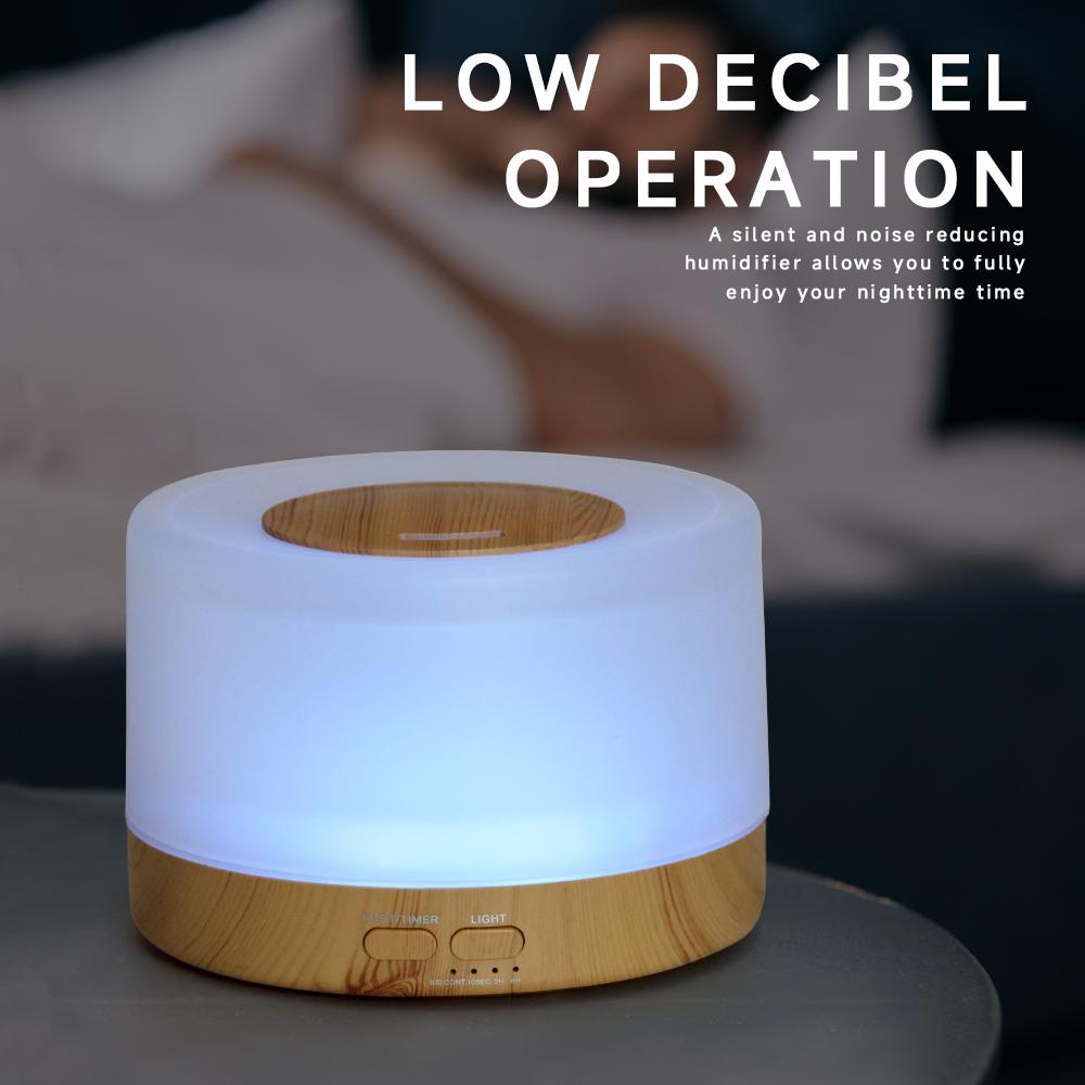 500ml Remote Control Essential Oil Diffuser Desktop Aroma Diffuser Mute Ultrasonic Air Humidifier with 7 Colors Night Light