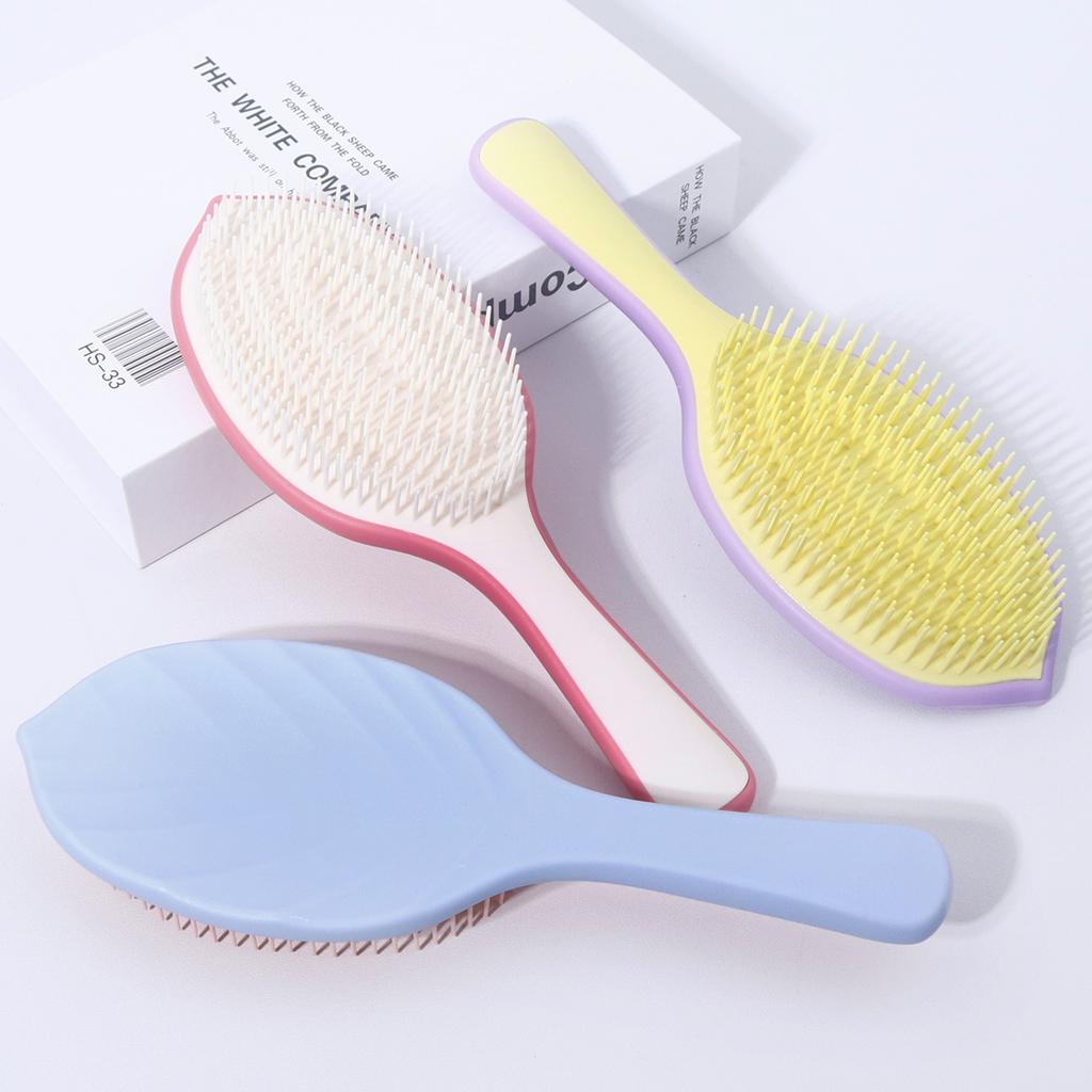 1pcs leaf shaped fine toothed comb hair brush, fluffy skull top non knotted air cushion comb,Special for real hair wigs