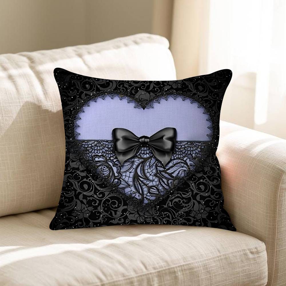 Black Lace Print Cushion Cover Inches Farmhouse Decor Home Throw Pillow Covers For Couch Decorations