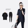 2026 New Arrival Plus Size Slimming Three-Piece Fitness Set: Short Sleeve Zipper Top, Belly Covering, Tapered Leg Pants