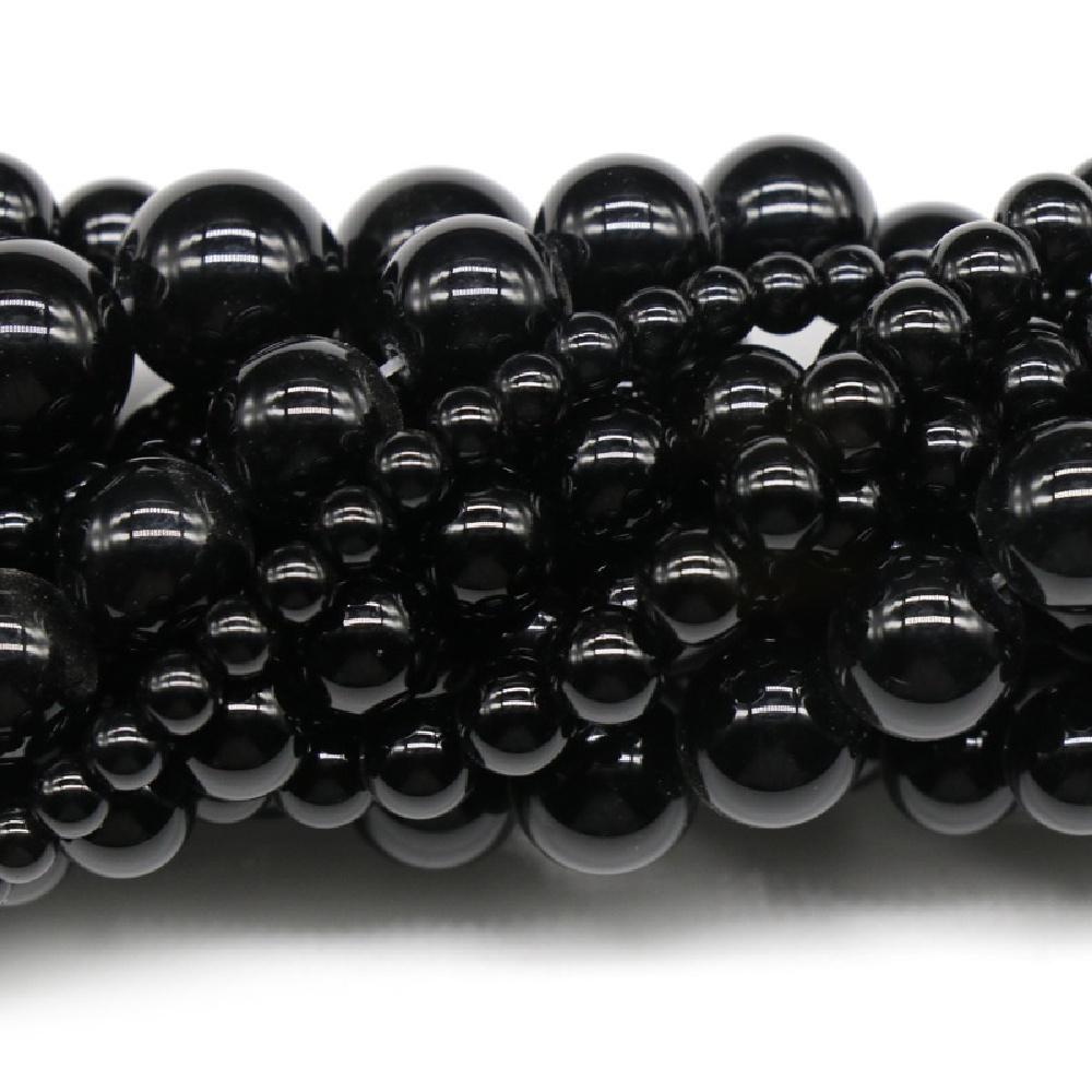 Black Ceramic Glass Stone Natural Round Beads 15"Strand Smooth Loose Spacer Beads 4/6/8/10/12mm for Jewelry Making DIY Bracelets Accessories