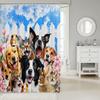 Dog Bath Curtain for Girls Boys Kids Cute Pet Cat Dog Shower Curtain with Hooks Backyard Pals Dogs and Cats Shower Curtain