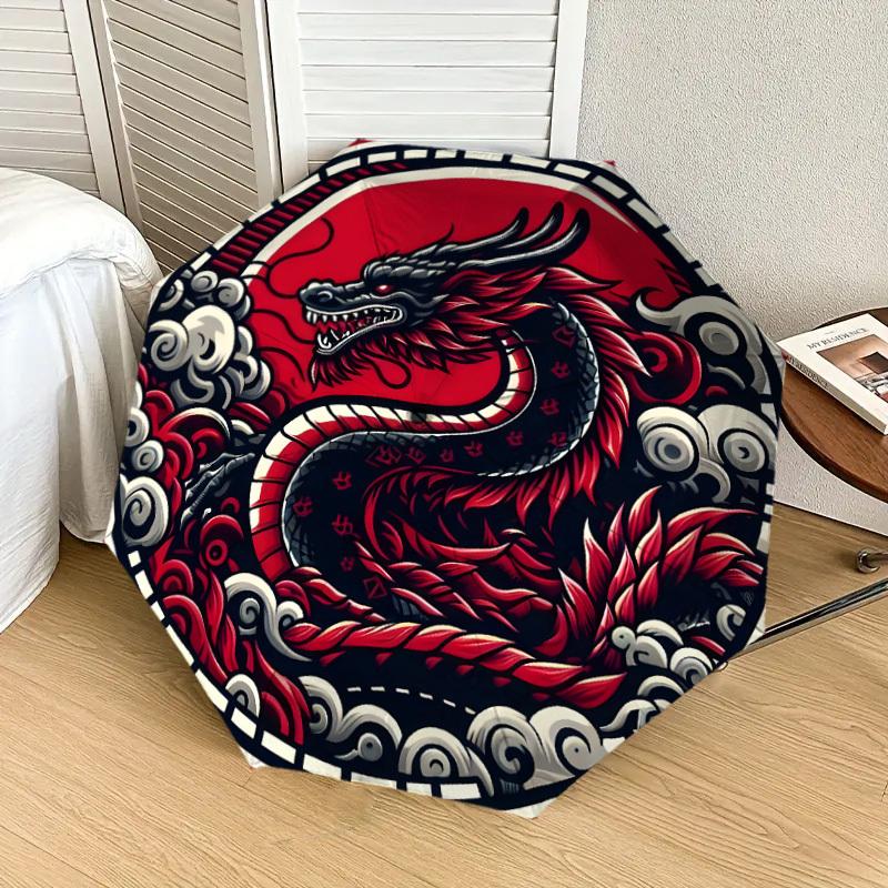 1pc Red Dragon Yin Yang Symbol Umbrella with Plastic Handle,Suitable for All Seasons Home Travel Outdoor UmbrellaDD1008