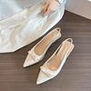 Spring 2025 new fashion temperament pointed head bow high heel sandals women's elastic band bag head empty sandals