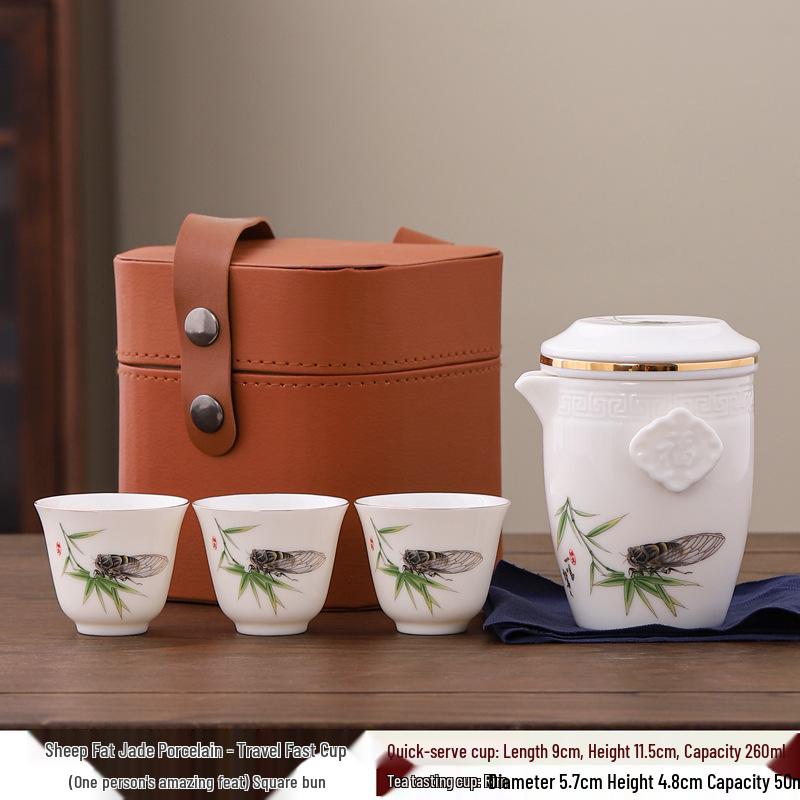 Panda-Themed Jade Tea Set 2024: Cultural Sichuan Travel Set - Perfect for Home, Outdoor Use & Gifts