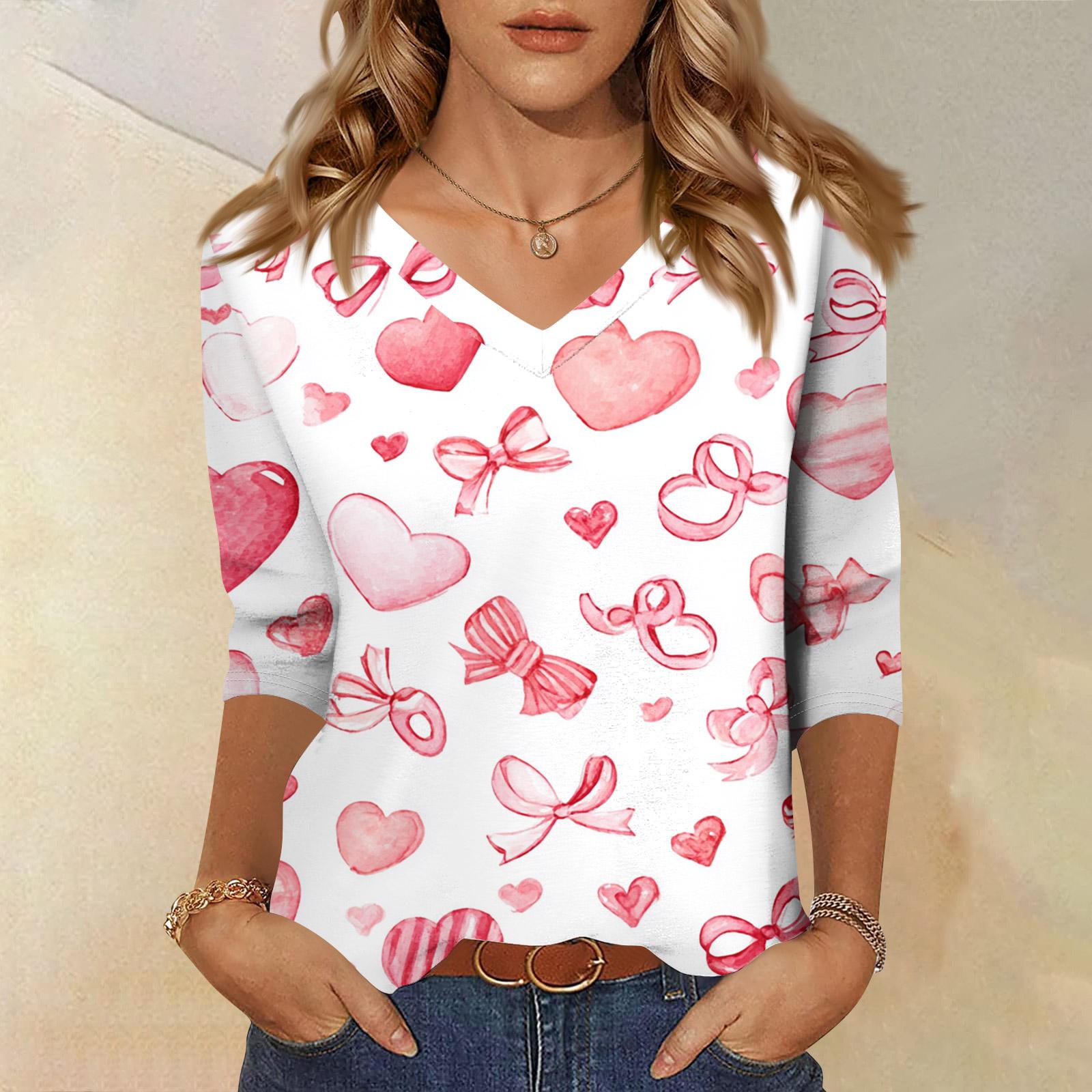 

Женская модная повседневная свободная футболка с v-образным вырезом и рукавами 3/4 с принтом, женский топ XL