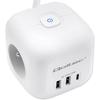 Kostka zasilająca Qoltec przedłużacz 6w1 z podświetlanym włącznikiem | 3x AC | 2x USB | 1x USB-C PD 20W | Biała | Kabel 2m
