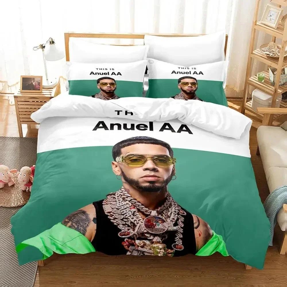 3D Print Anuel Aa Real Hasta La Bedding Set Duvet Cover Bed Set Quilt Cover Pillowcase Comforter king Queen Size Boys Adult