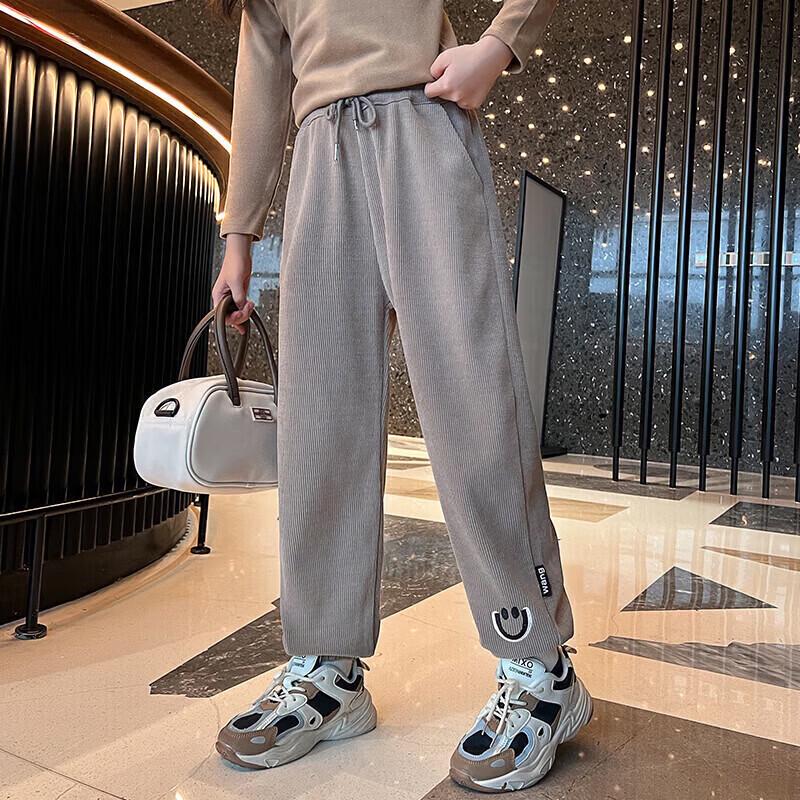 Girls  Autumn/Winter Fleece-Lined Casual Sweatpants 160