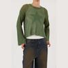 Mode frauen Fünf-Punkt-Stern Hohl Pullover frauen Casual Frühen Herbst Grün Pullover Top